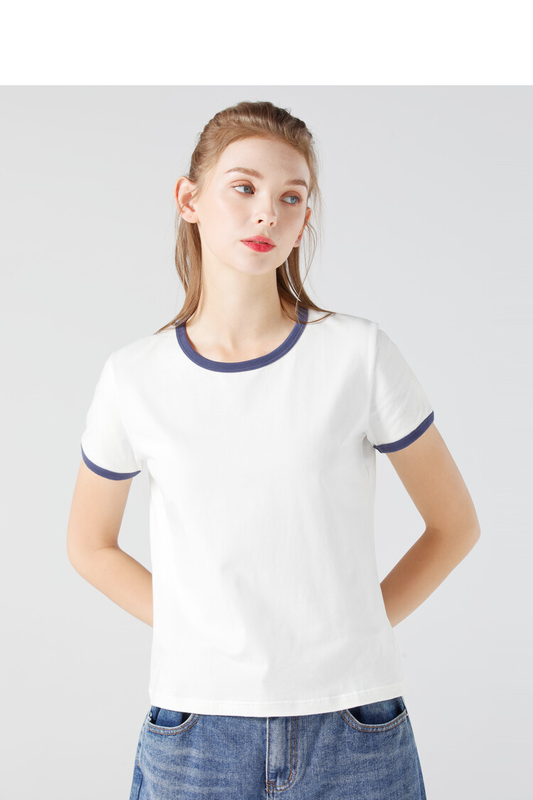 艾米恋短袖t恤女装夏季2022新款体恤上衣韩版百搭打底衫白色圆领s