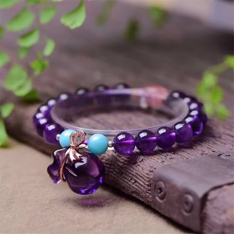 粉晶钱袋女桃花手链黄水晶钱袋紫水晶转运事业水晶手串m 黄水晶