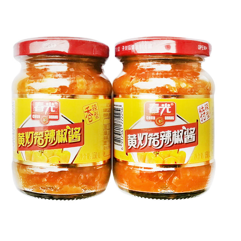 春光黄灯笼辣椒酱150克瓶海南蒜蓉香辣味超辣下饭菜酸汤肥牛辣味150克