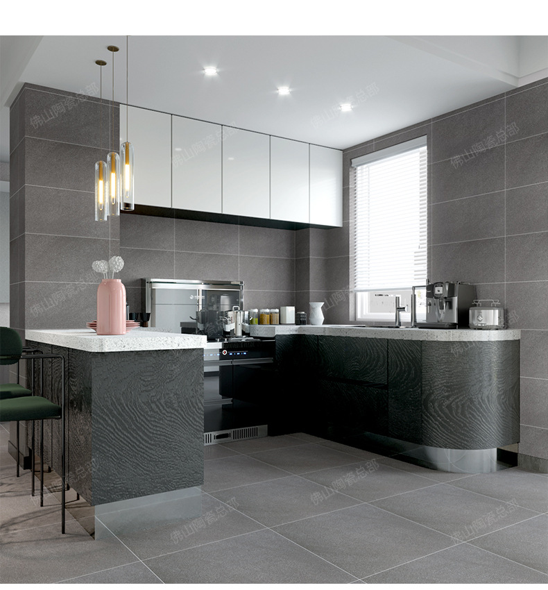 佛山全瓷灰色600x600客厅瓷砖卫生间防滑地板砖墙砖300*600 砂岩深灰