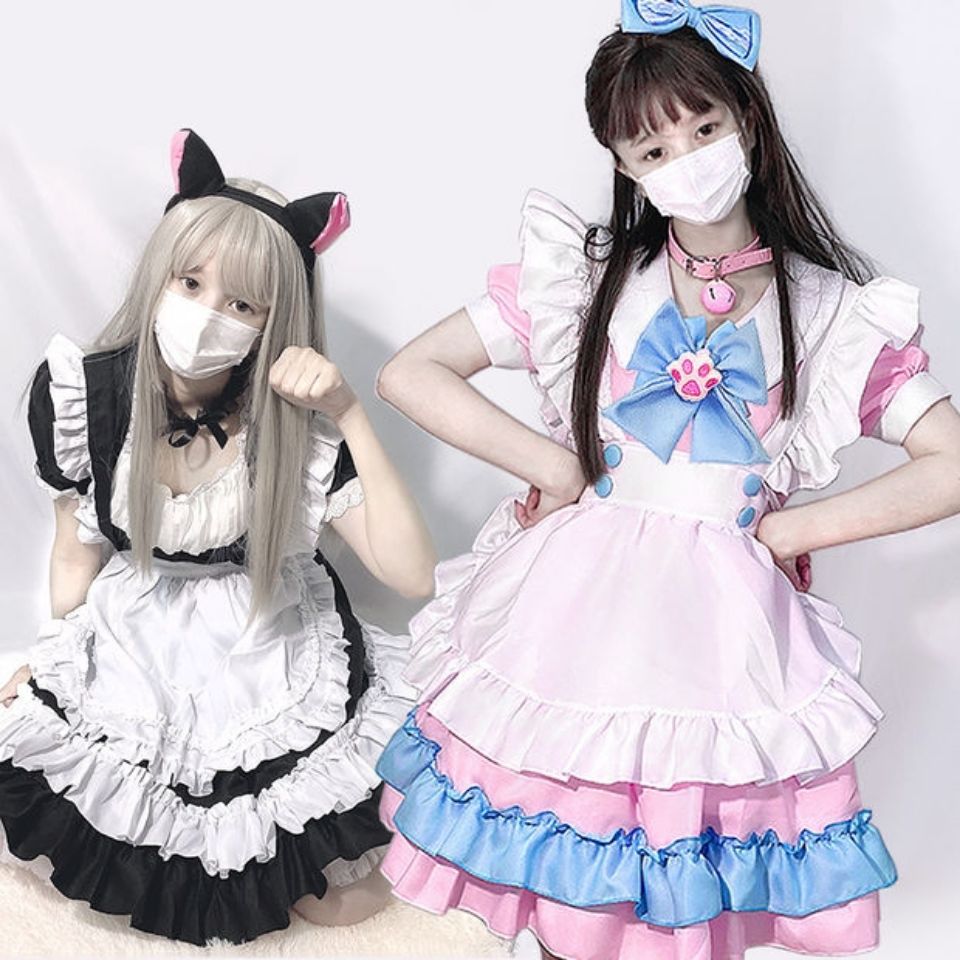 精选超萌粉色女仆装cosplay日常可爱lolita女装萝莉塔套装连衣裙乐迪