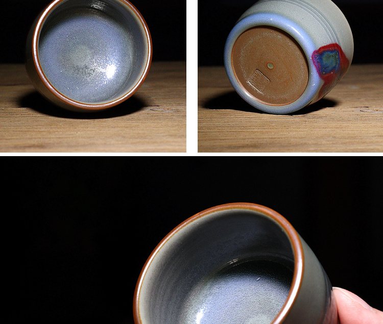 钧瓷茶杯 任晓飞炭烧杯 钧瓷手工原矿玉石釉茶杯中式小清新窑变茶具