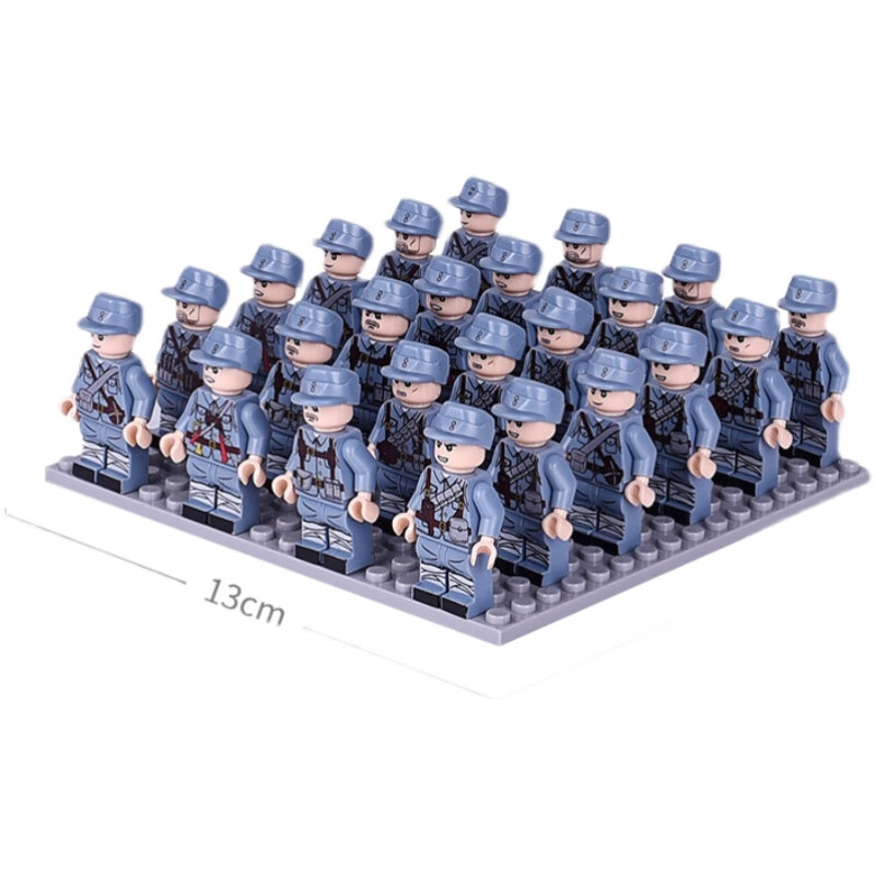 乐高lego军事二战人仔积木打仗八路军红美德国士兵小人模型拼装搭玩具