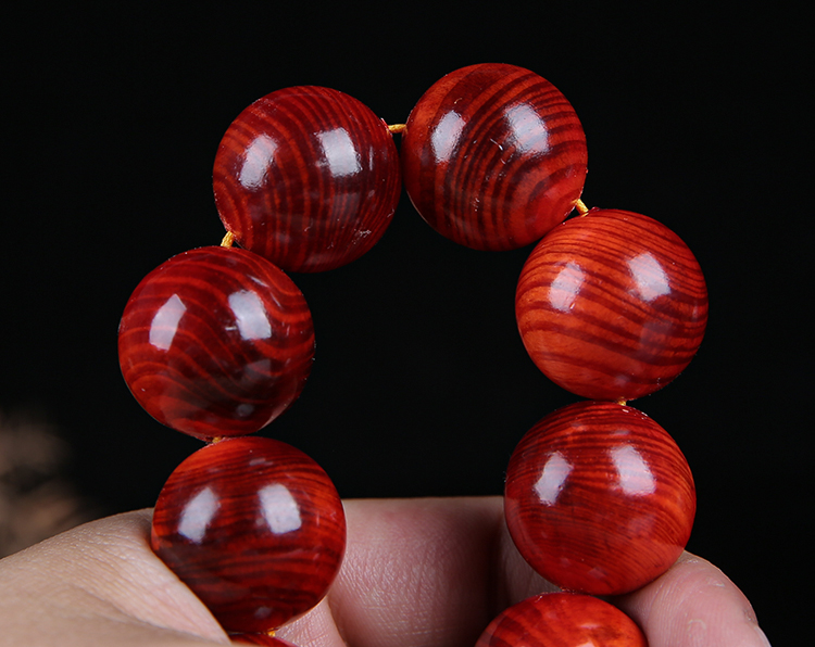 追属印尼血龙木手串全透光沉水手链男冰种老料正宗佛珠手串男清漆款血