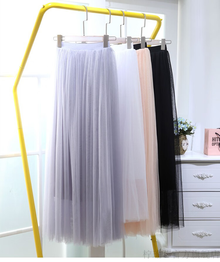 纱纱裙半身网沙裙子半身裙网纱裙半透明渔网面春夏黑色中长款高腰a字