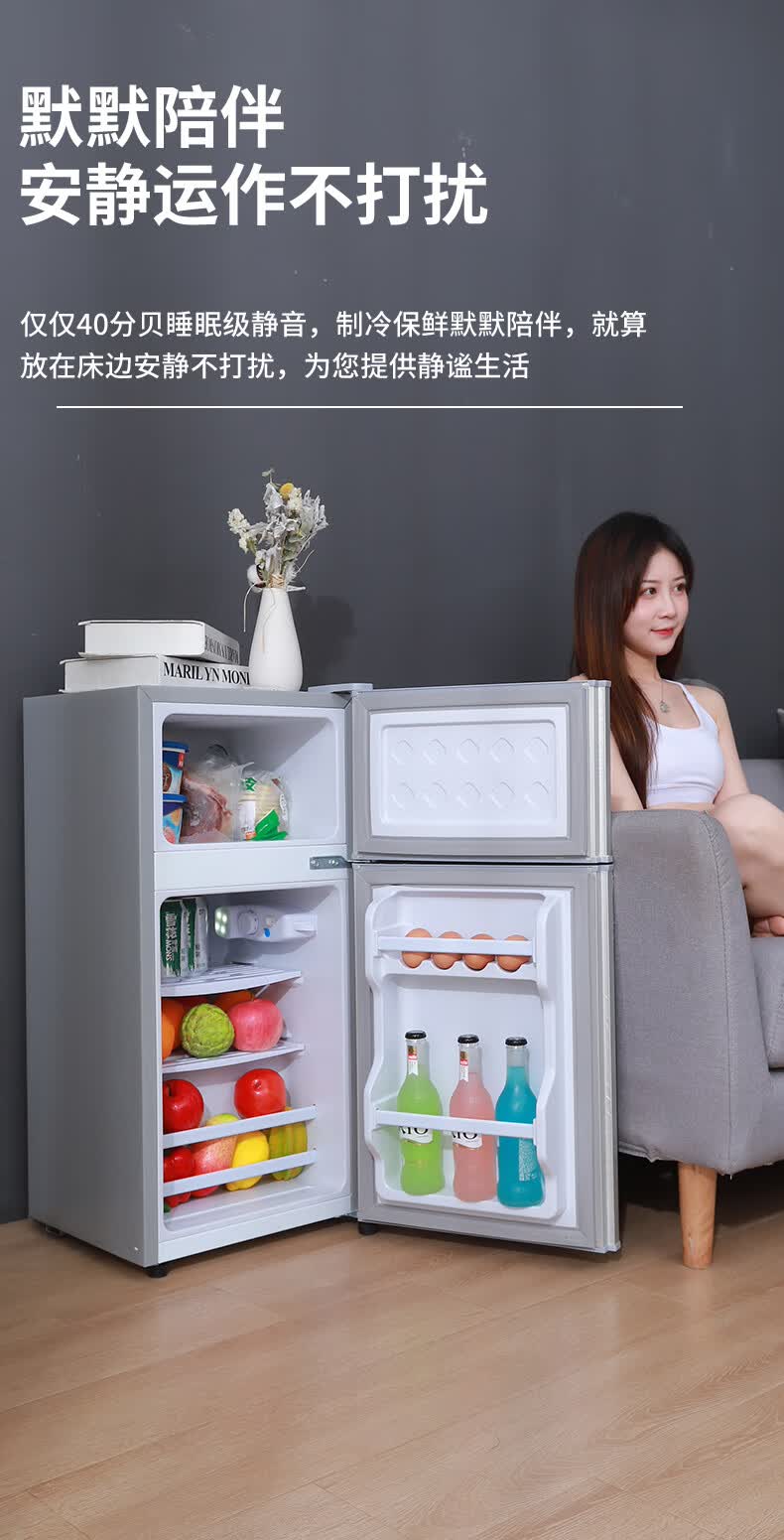 小冰箱家用小型宿舍出租房冷冻冷藏迷你双开门电冰箱一级节能省电杰诺