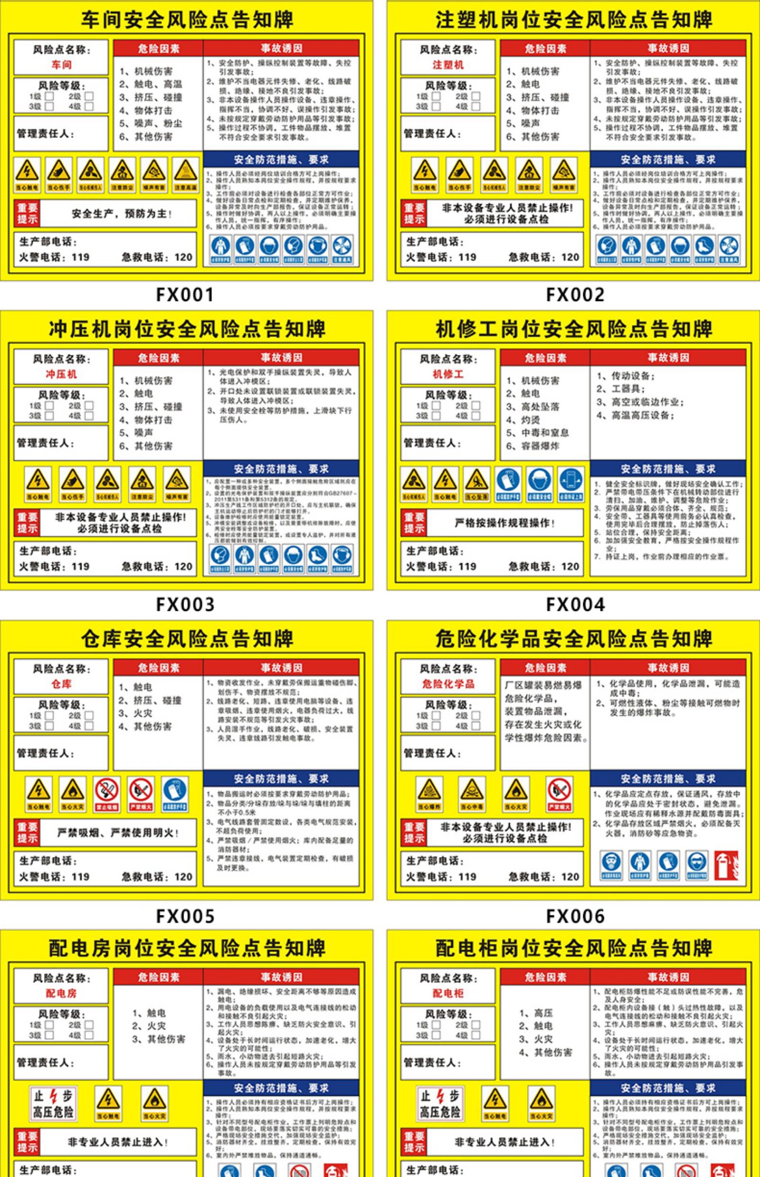 梦倾城防爆柜安全风险点告知牌 岗位告知卡配电房室工厂车间仓库空