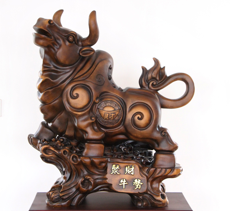 招财牛摆件落地工艺品家居装饰品牛气冲天办公室饭店公司开业礼品 1.