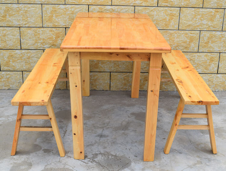 墨绩 小户型实木餐桌椅组合柏木餐桌饭桌面馆小吃店四人桌长条桌快餐