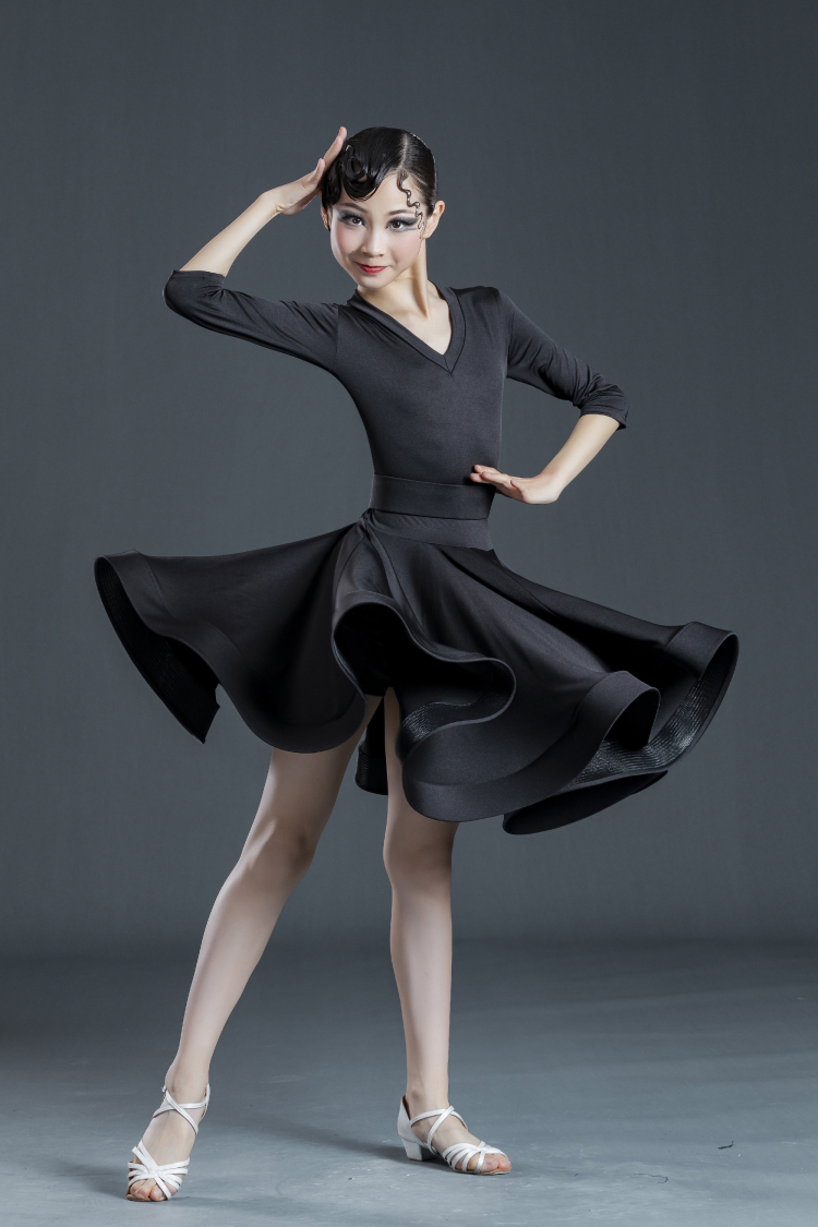 拉丁舞服装女童春夏季洋气时尚儿童拉丁舞蹈少儿练功服考级演出服舞蹈