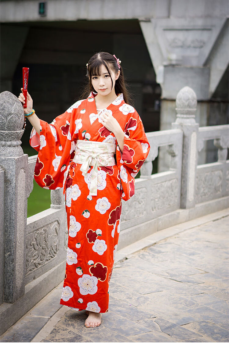 和服女正装日本学生社会传统日式可爱古风日系古装 黑色 送腰封 均码