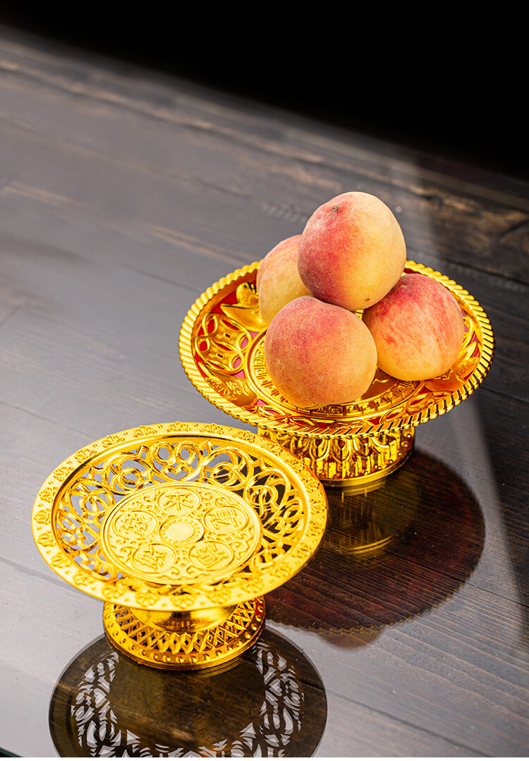 佛前高脚盘上供贡盘佛具用品大全盘子加厚福字大号可放10个苹果带供杯
