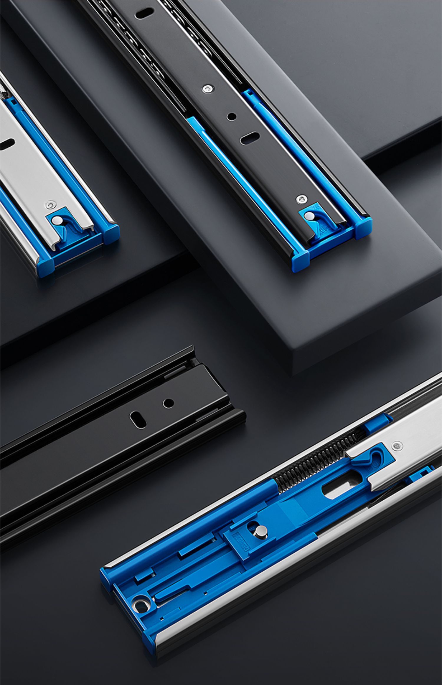 抽屉轨道三节轨加厚阻尼缓冲静音导轨五金配件滑轨冷轧钢阻尼16寸1对