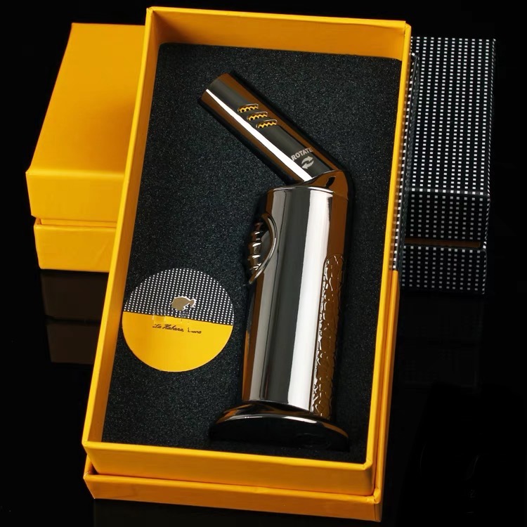 cohiba防风直冲雪茄点火器打火机头部可旋转台式点香艾灸 银色【图片