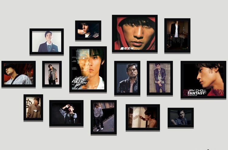 周杰伦偶像明星海报装饰画墙壁画相框酒吧客厅卧室挂画组合照片墙v款