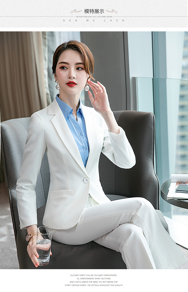 女感2022春秋职业时尚气质女神范正装西服外套春白色西装白色西裤s