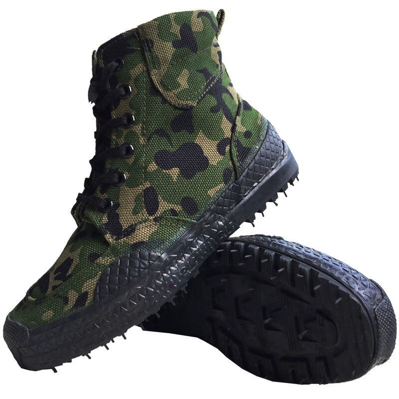 军训鞋男高帮迷彩鞋防滑耐磨胶鞋解放鞋劳保民工鞋帆布鞋3531林地高帮