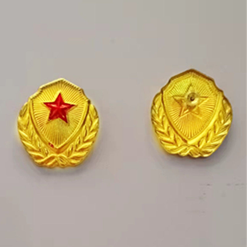 保安领花领针银色金属治安领花五角星麦穗保安制服领花徽章 小七字