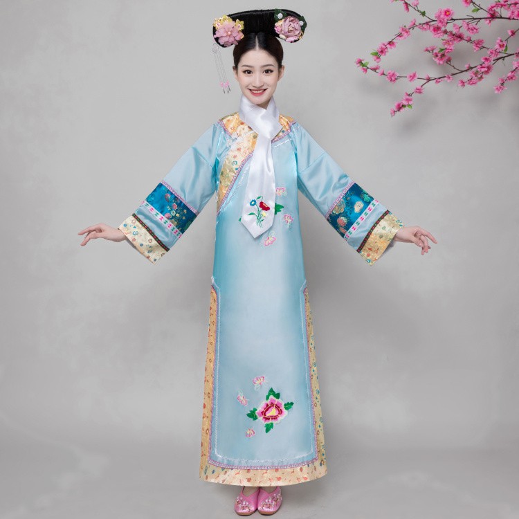 清朝服装女古装还珠格格旗服公主宫皇后甄嬛传服饰旗袍大码宫廷红色带