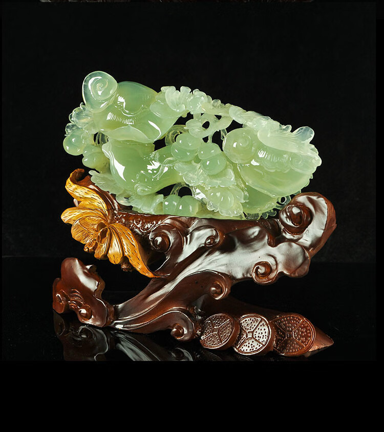 贝简诺轻奢高端天然玉石玉白菜玉如意摆件客厅玄关电视柜酒柜办公室