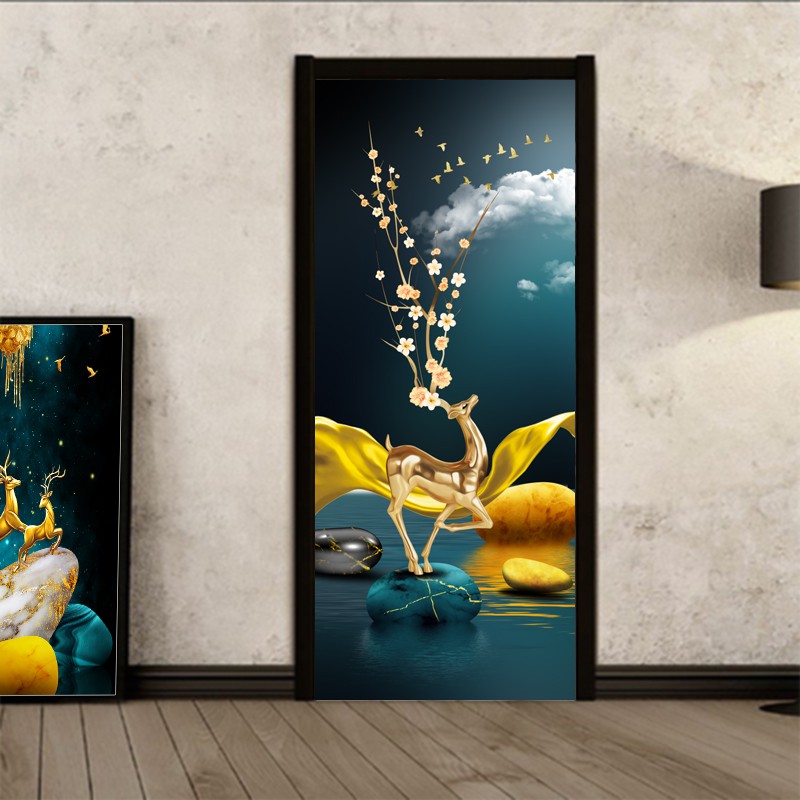 卫生间装饰画创意北欧洗手间门贴纸整张自粘装饰遮丑卫生间玻璃衣柜