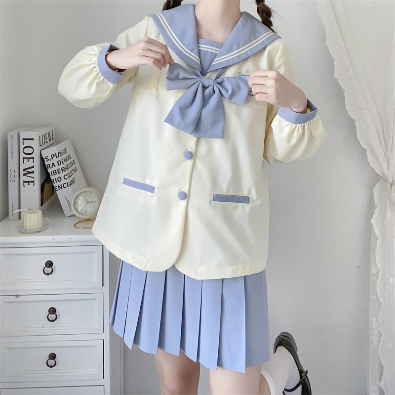 原创羊羊水手服女jk制服套装小瑾新款春夏幼稚园双子闺蜜学院风甜美