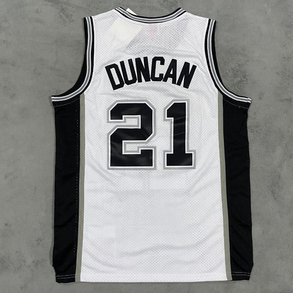 刺绣版马刺队21号蒂姆邓肯经典黑色球衣50号罗宾逊复古篮球服背心