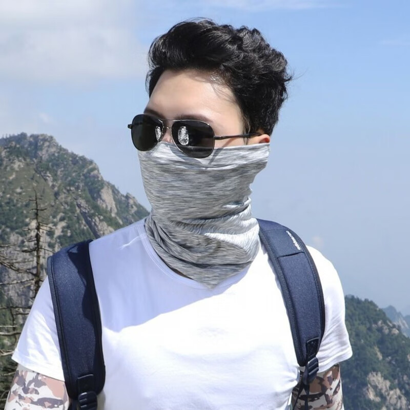 lucaly男士纱巾防晒围脖套男夏天护颈冰丝多功能百搭薄款百变围巾护