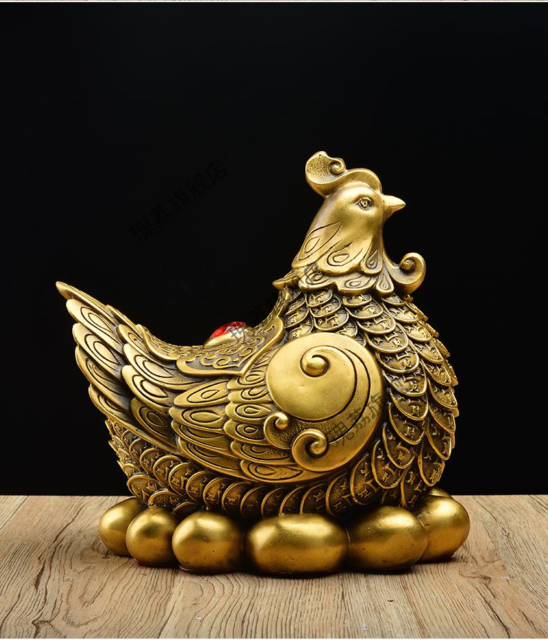 2022新款公鸡摆件招财纯铜母鸡下蛋摆件铜公鸡金鸡铜鸡生肖鸡家居客厅