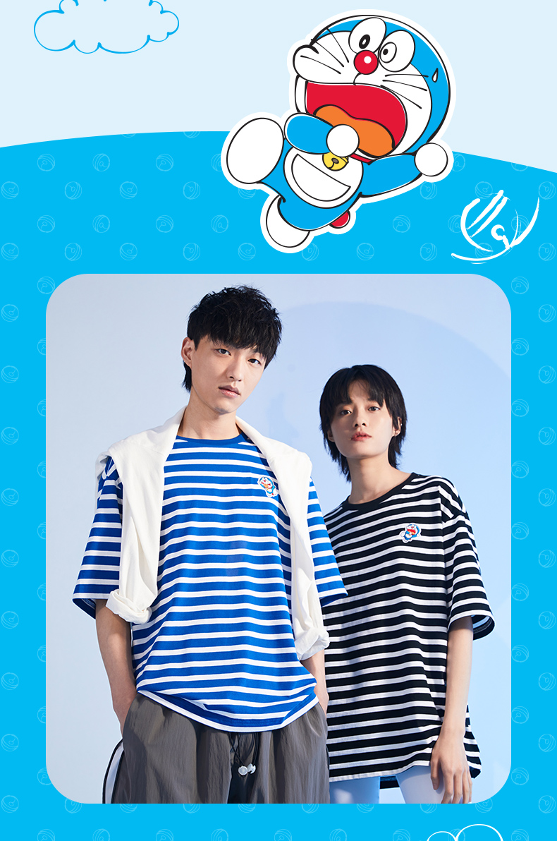 安踏哆啦a梦联名情侣短袖t恤男装官网2020夏季新款透气运动针织衫