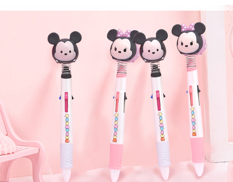 迪士尼圆珠笔可爱迪士尼摇摇笔学生用多色圆珠笔按压式4色原子笔一笔