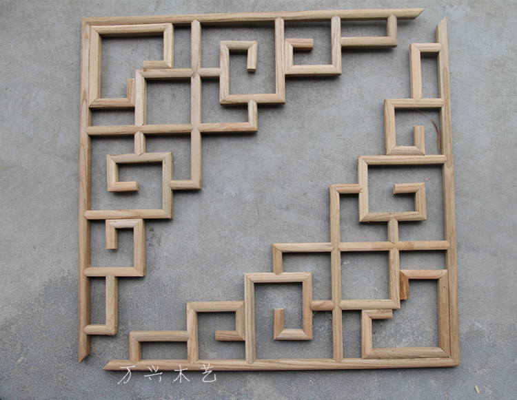 实木花格中式装修仿古枪角花门角装饰门楣梁托角花背景墙6565cm