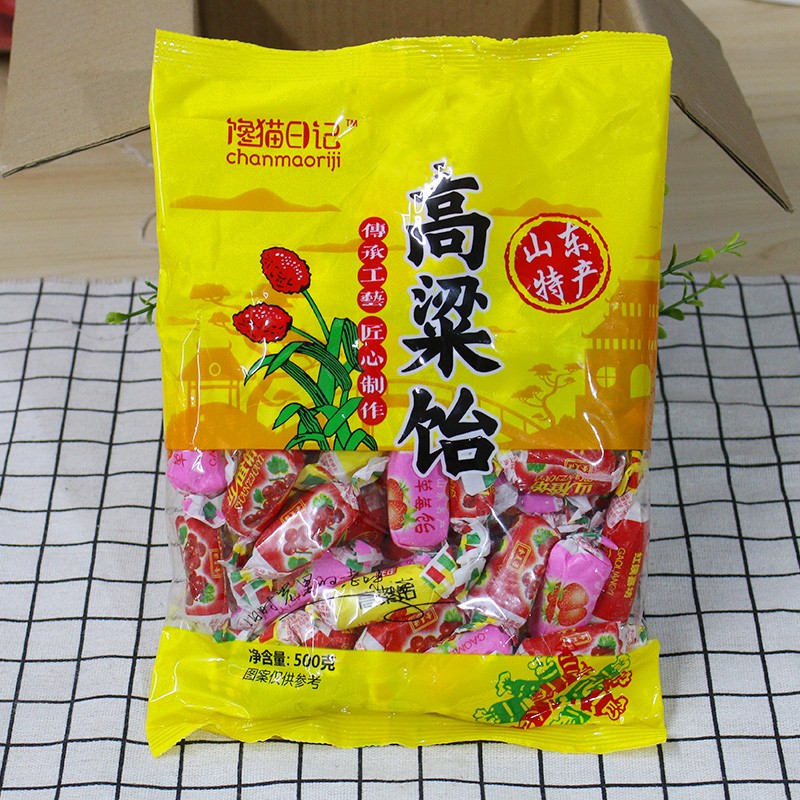 现货高粱饴拉丝软糖侯美丽阿伟家正宗山东高梁怡水果糖零食高粱混合