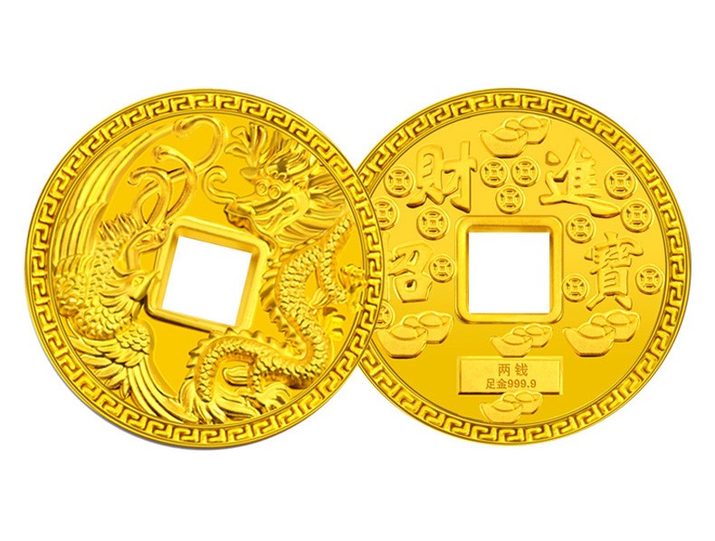 老凤凰黄金金币压岁钱收藏投资金红包过年公司送礼佳品龙凤金币9999