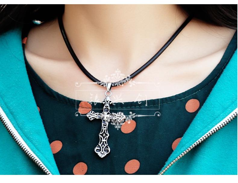 胶绳项链男生戴带送给老公的项链男潮 帅气男士脖子挂件饰品潮流吊坠