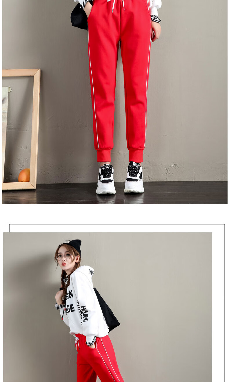 【新品上市】 加绒运动裤女秋冬季宽松百搭外穿女裤中学生韩版加厚