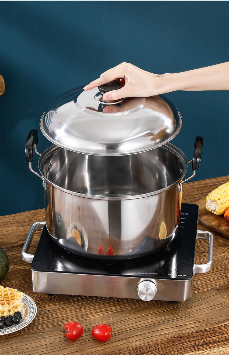 【现货速发】白钢锅 大锅大容量不锈钢锅加厚家用大容量炖锅煮面条煮