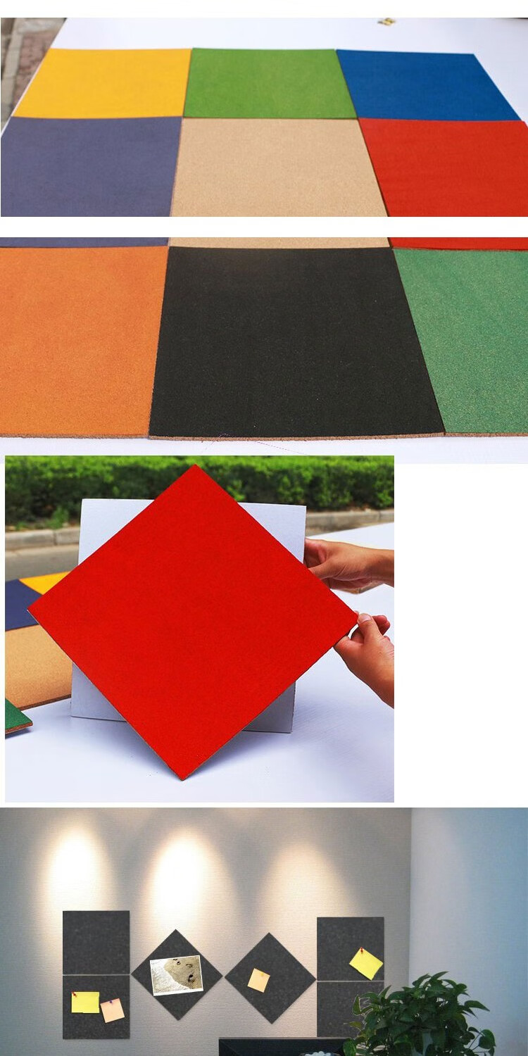 软木板创意背景墙照片墙宣传栏公告留言板水松板8mm直角10片色彩留言