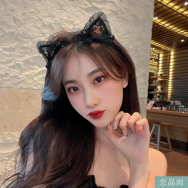 恋晶雨 猫耳朵发卡装饰发箍网红2022年潮猫咪头饰发夹小野猫头箍发饰