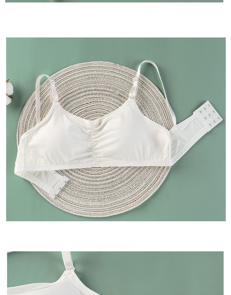 吊带文胸内衣少女高初中学生显小棉抹胸排肩带不可拆白色s码75斤95斤