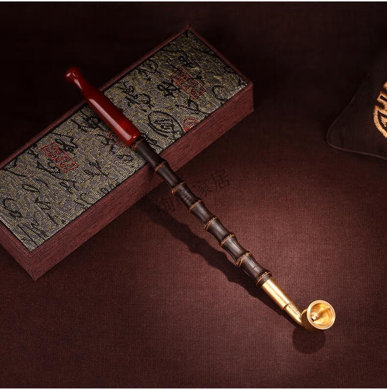 纯铜老式长杆旱烟斗手工紫竹杆加长红玛瑙嘴烟斗男士老式传统旱烟袋