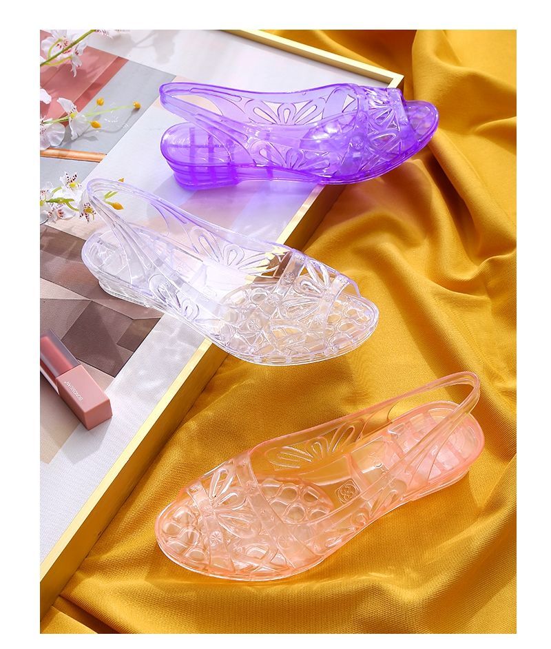 春夏新款时尚水晶凉鞋女坡跟拖鞋女士夏季室外拖鞋家居室外拖鞋2022佐