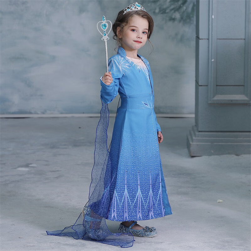 南极人frozen新冰雪奇缘2艾莎女王公主裙elsa连衣裙女童万圣节服装套