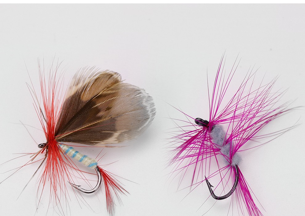 路亚飞蝇钩套装马口飞蝇饵白条仿生迷你昆虫饵绑毛假饵32件飞绳钓套装