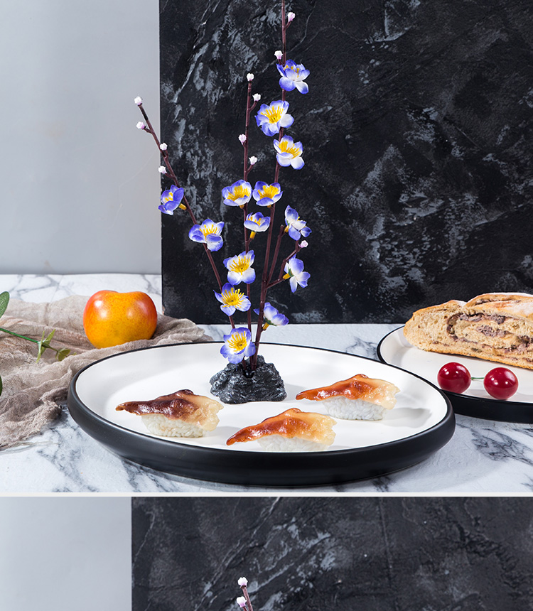 酒店餐厅刺身拼盘菜品盘饰摆盘装饰花草创意小摆件围边点缀花 石头