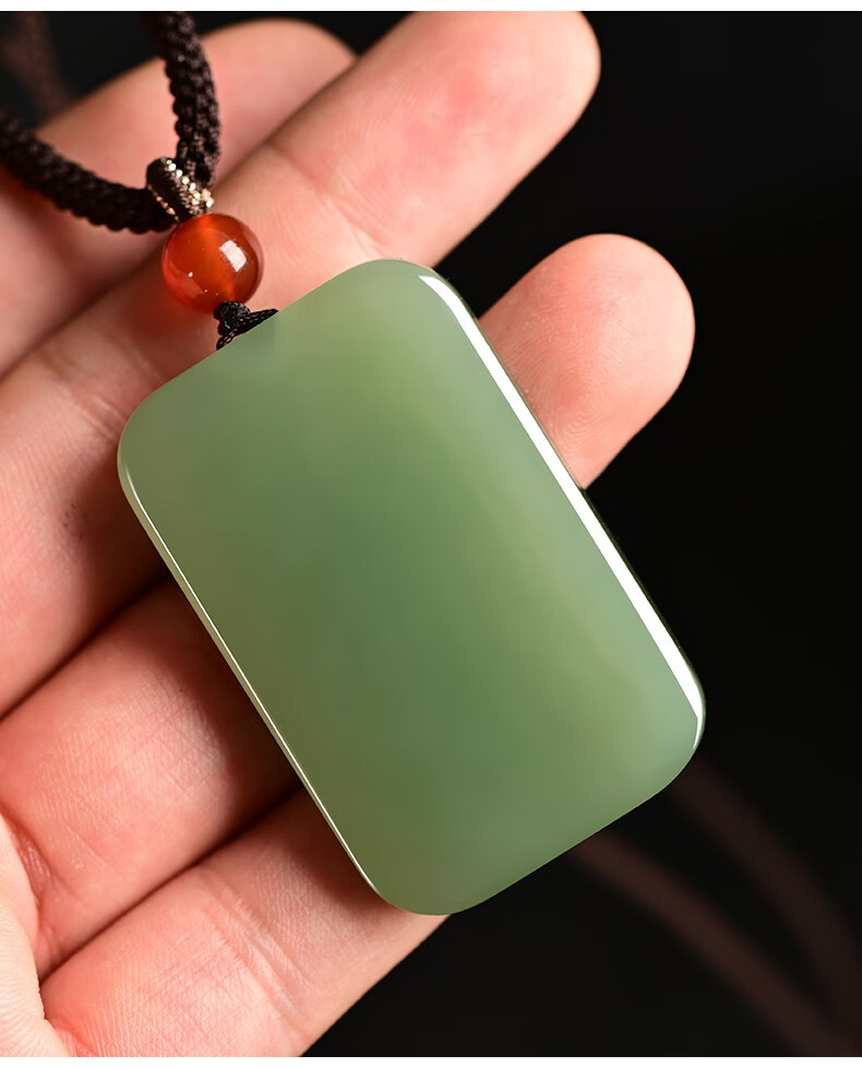 施爱 高端轻奢品牌 和田玉平安无事牌吊坠男青玉湖水绿玉石晴水平安牌