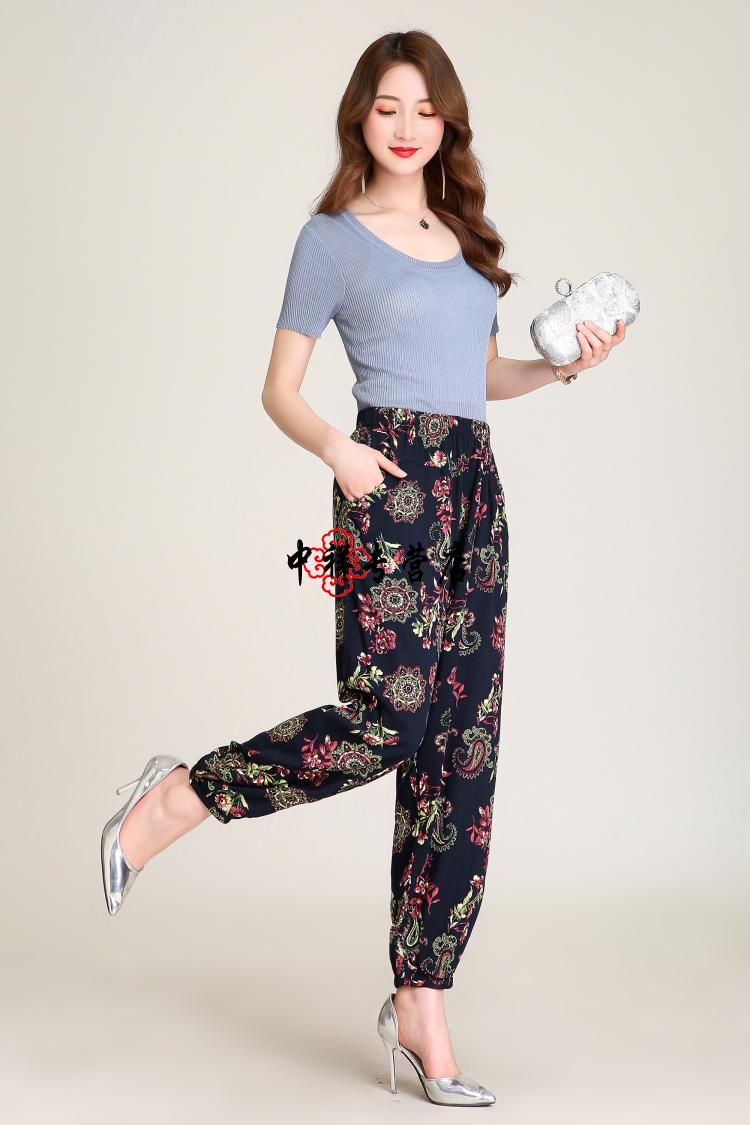绸宽松大码妈妈居裤子老人夏季睡裤薄款2020年春季新款 灯笼裤六号色