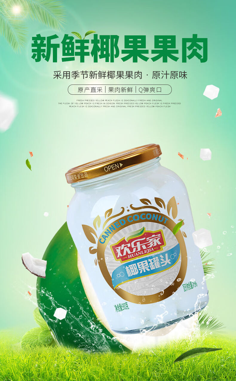 欢乐家 欢乐家罐头椰果大罐头实惠装900gx2罐 椰果900gx2【图片 价格