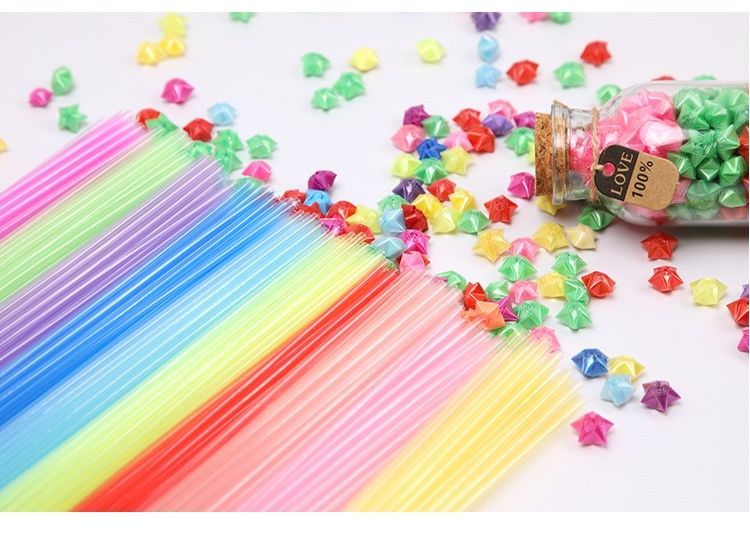 折星星的吸管折星星吸管夜光塑料管编小五角星玫瑰花管子幸运星瓶折纸