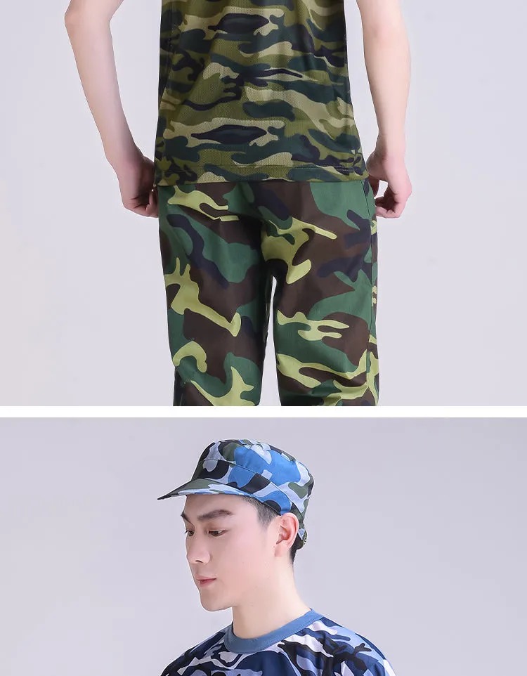 堡驰顿 夏季军训短袖圆领t恤迷彩服汗衫男女学生夏令营速干训服网眼